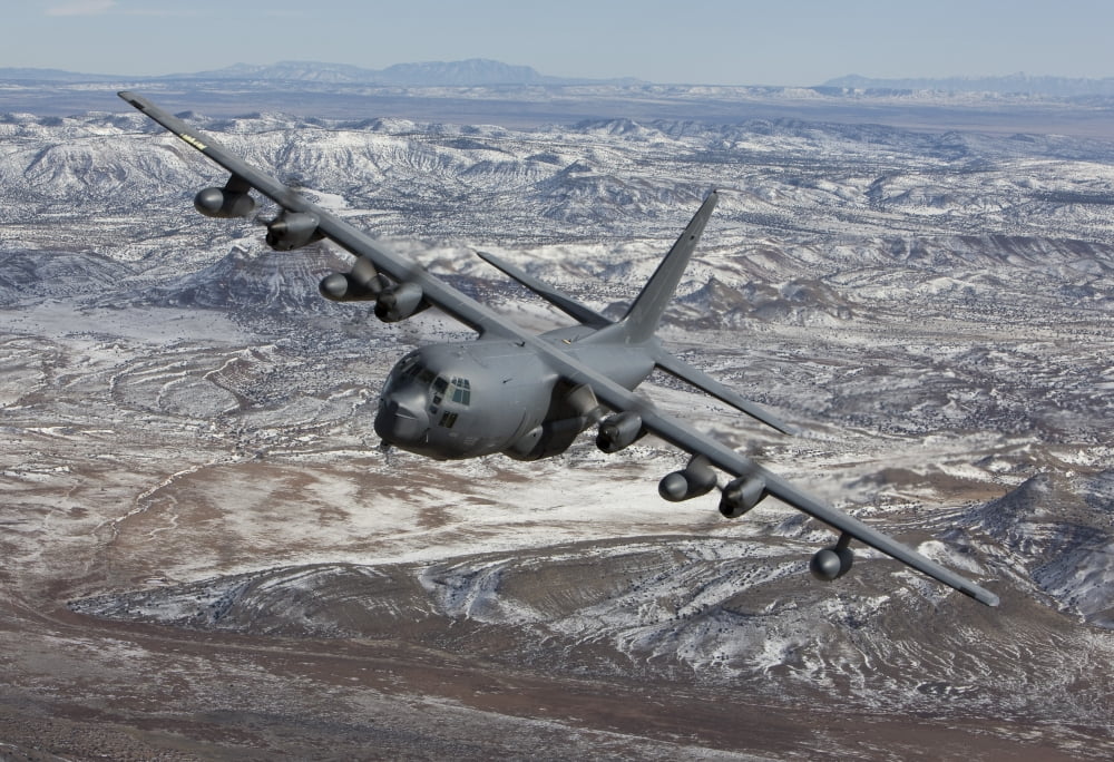 An MC-130 aircraft manuevers during a training mission over New Mexico Canvas Art - HIGH-G ProductionsStocktrek Images (18 x 12)
