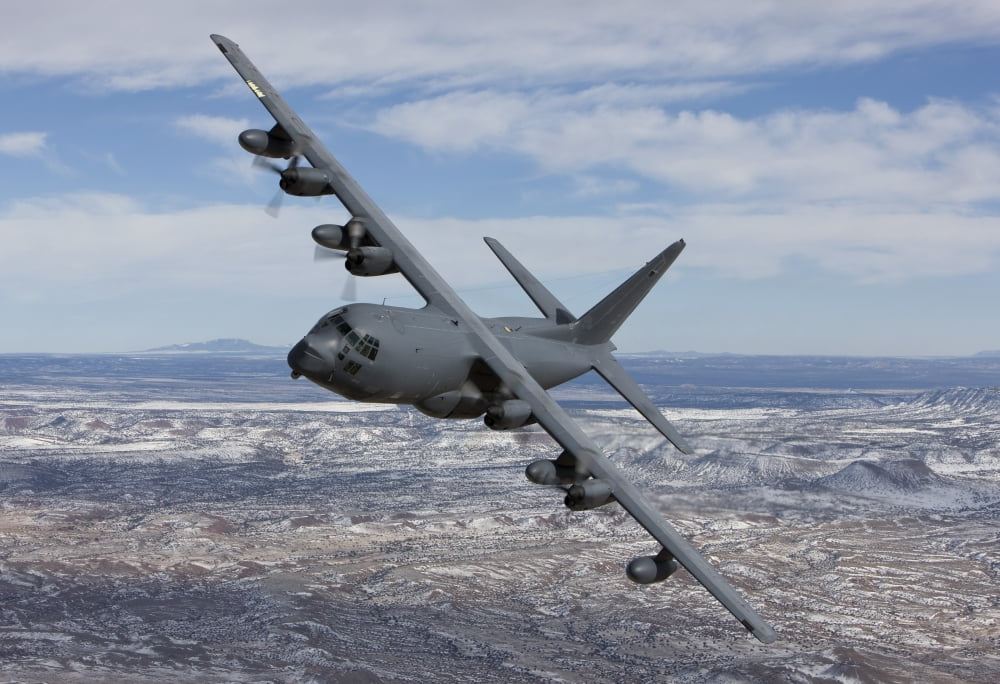 An MC-130 aircraft manuevers during a training mission over New Mexico Canvas Art - HIGH-G ProductionsStocktrek Images (18 x 12)