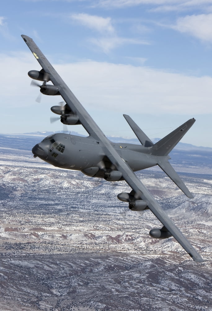 An MC-130 aircraft manuevers during a training mission over New Mexico Canvas Art - HIGH-G ProductionsStocktrek Images (24 x 35)