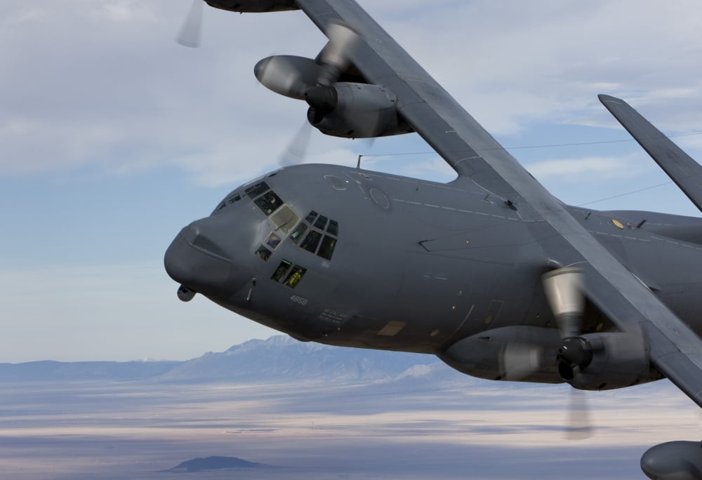 An MC-130 aircraft manuevers during a training mission over New Mexico Canvas Art - HIGH-G ProductionsStocktrek Images (35 x 24)