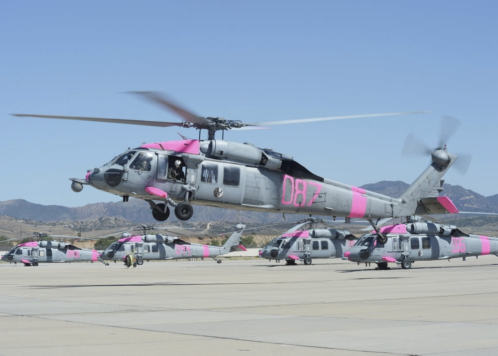 An MH-60S Sea Hawk helicopter lifts off from Camp Pendleton Canvas Art - Stocktrek Images (33 x 24)