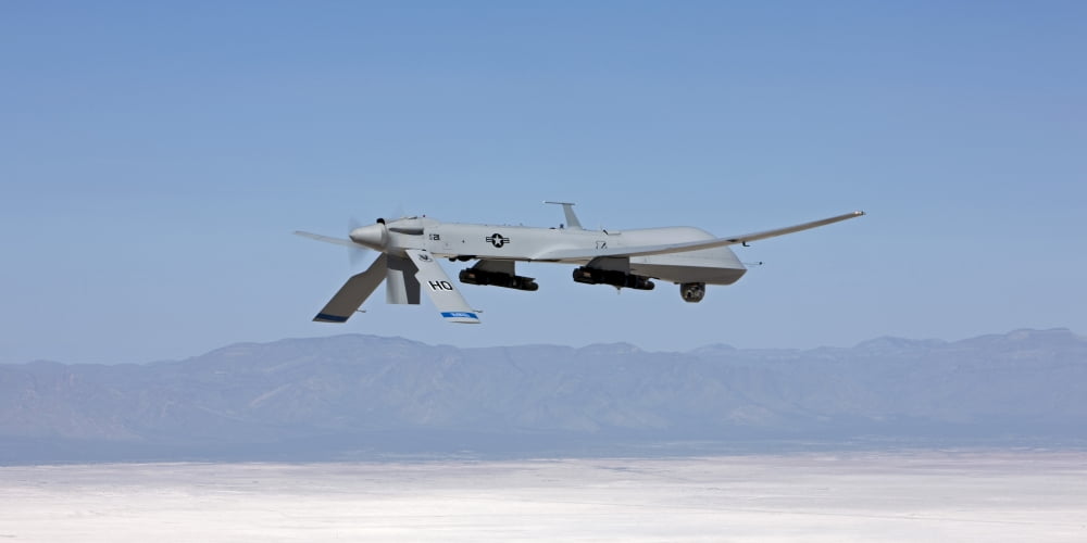 An MQ-1 Predator flies a training mission over New Mexico Canvas Art - HIGH-G ProductionsStocktrek Images (20 x 10)