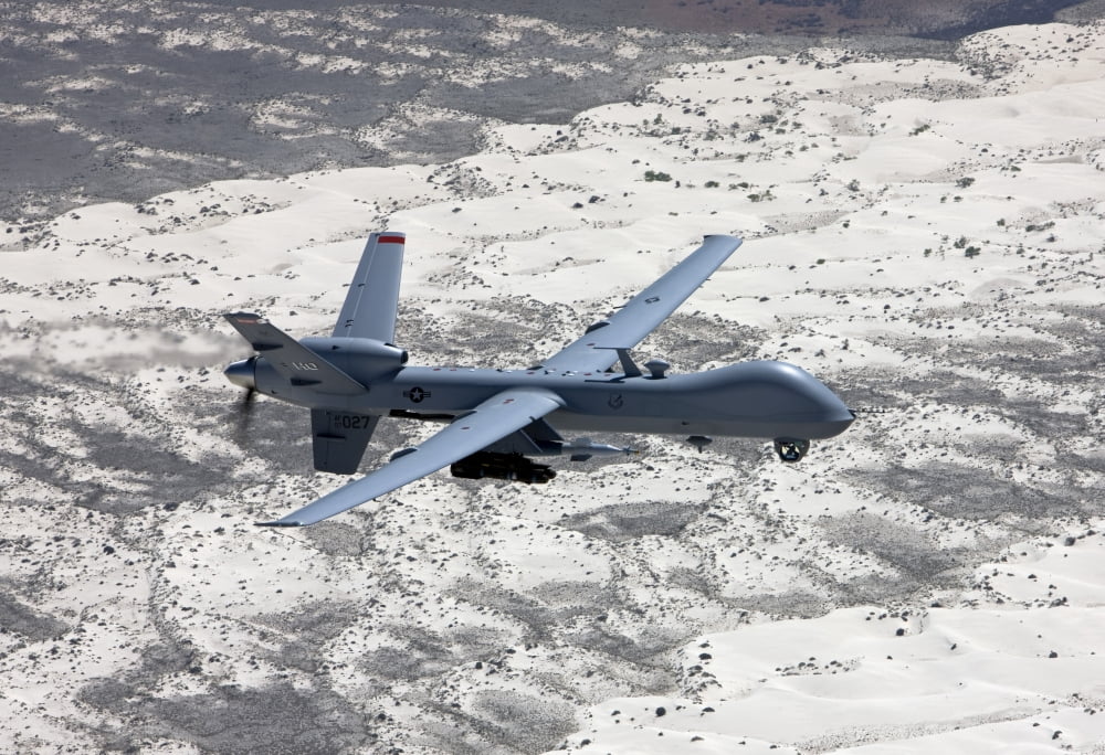 An MQ-9 Reaper flies a training mission over Southern New Mexico Canvas Art - HIGH-G ProductionsStocktrek Images (35 x 24)