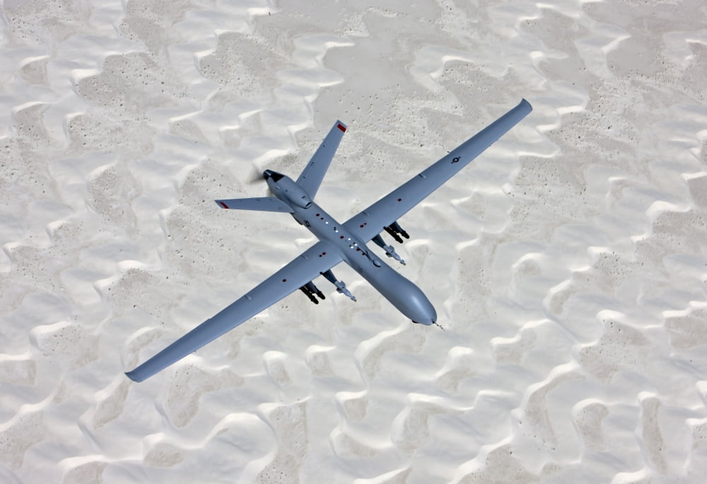 An MQ-9 Reaper flies a training mission over Southern New Mexico Canvas Art - HIGH-G ProductionsStocktrek Images (35 x 24)