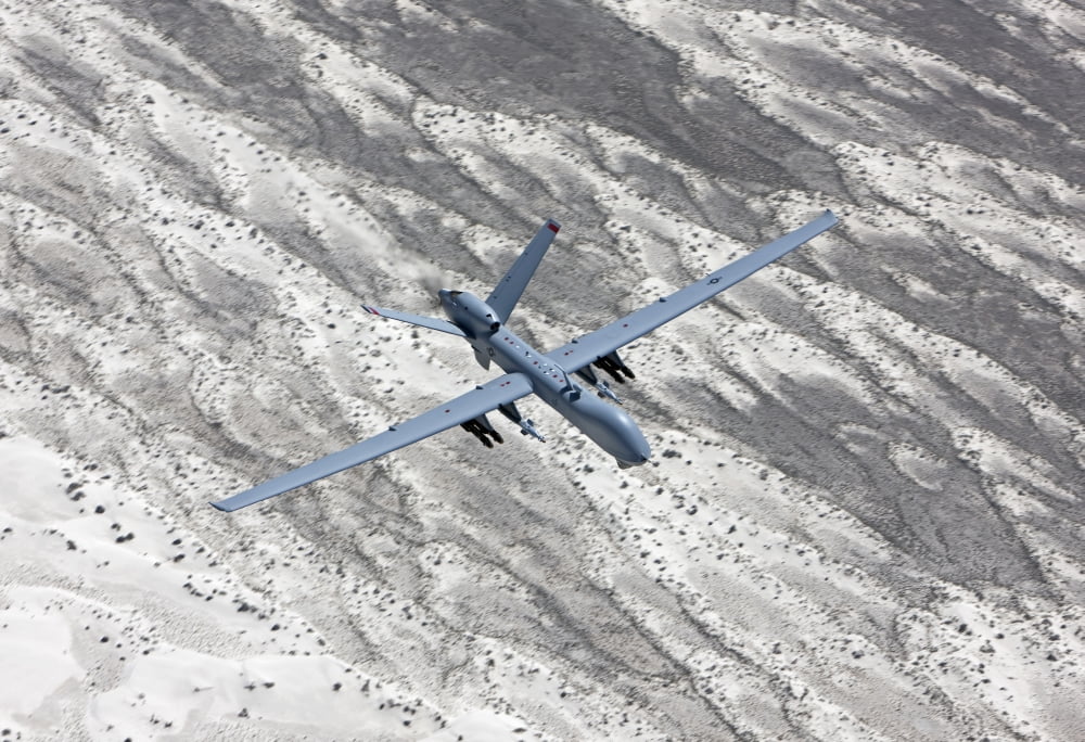 An MQ-9 Reaper flies a training mission over Southern New Mexico Canvas Art - HIGH-G ProductionsStocktrek Images (35 x 24)