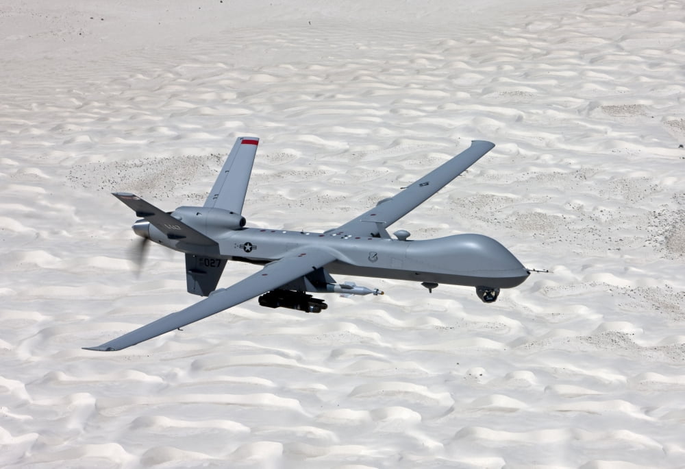 An MQ-9 Reaper flies a training mission over Southern New Mexico Canvas Art - HIGH-G ProductionsStocktrek Images (35 x 24)
