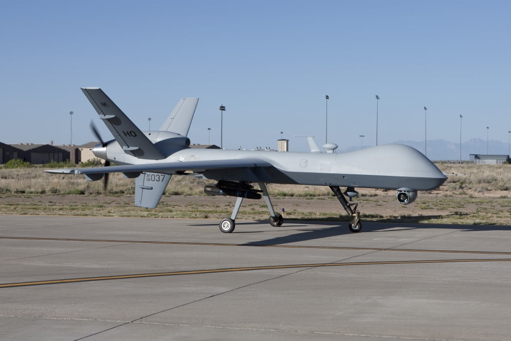 An MQ-9 Reaper taxis to the runway at Holloman Air Force Base Canvas Art - HIGH-G ProductionsStocktrek Images (35 x 23)