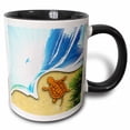 thumbnail image 1 of 3drose, an Ocean and Beach Scene with a Sea Turtle, 15oz Two-tone Black Mug, 1 of 6