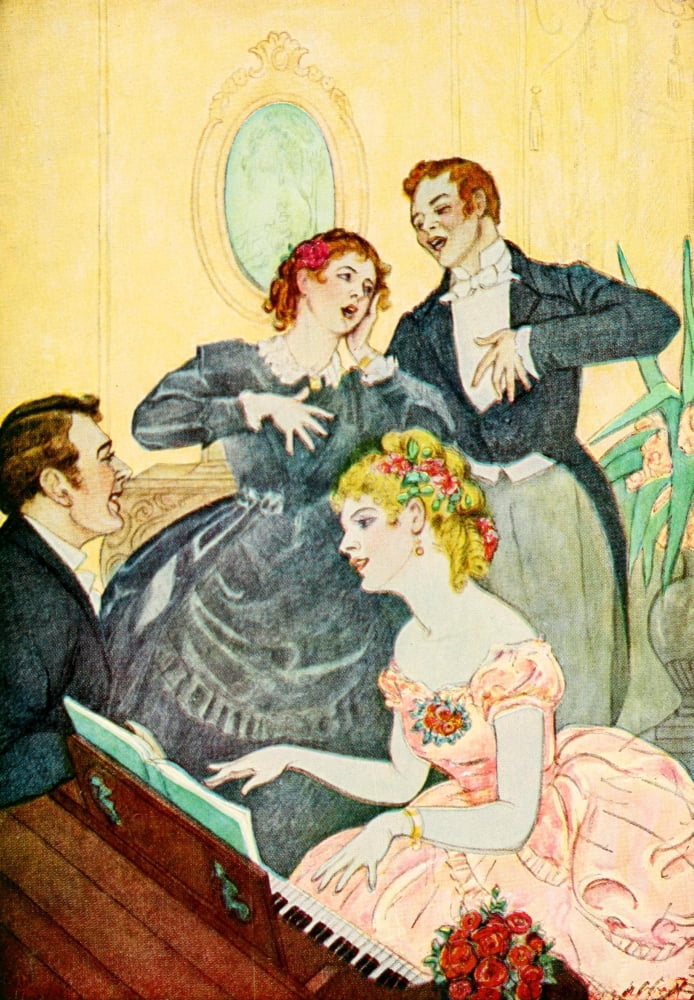 An Old-fashioned Girl 1911 Burlesque opera Canvas Art - Elenore Plaisted Abbott (24 x 36)