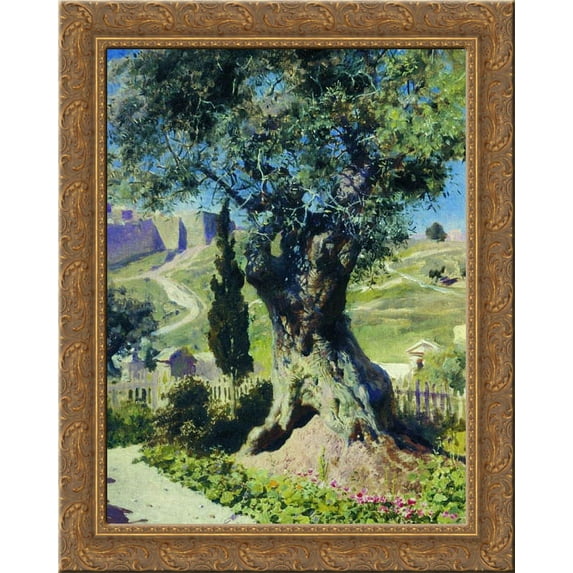 An Olive Tree in the Garden of Gethsemane 20x24 Gold Ornate Wood Framed Canvas Art by Polenov, Vasily