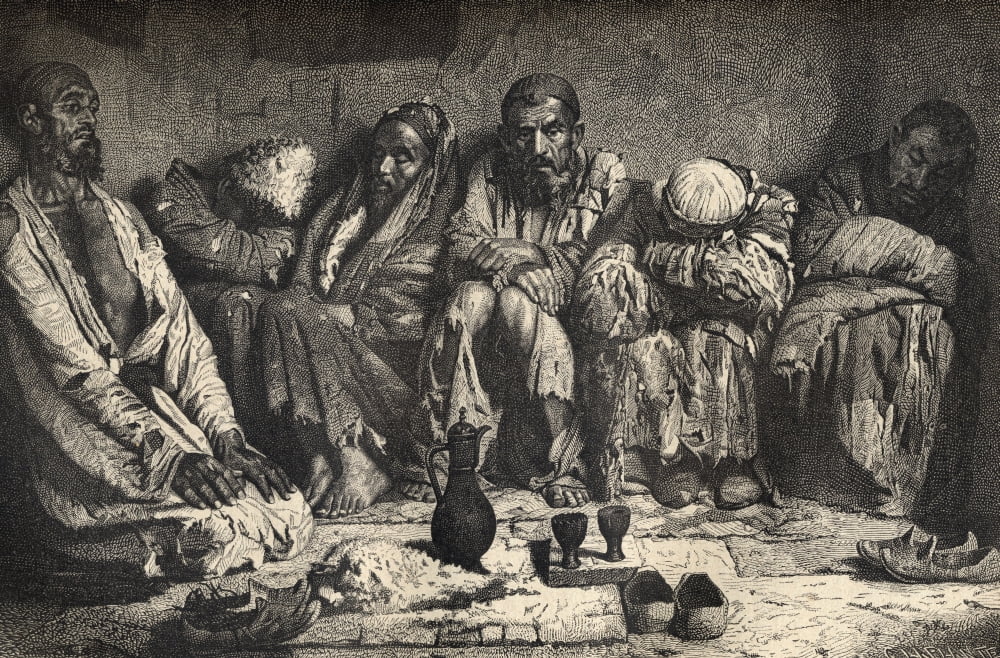 An Opium Den In Central Asia In The 19Th Century From El Mundo En La Mano Published 1878 Canvas Art - Ken Welsh Design Pics (36 x 22)