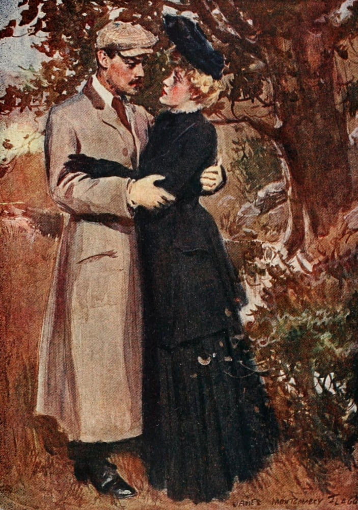 An Orchard Princess 1905 Embracing couple Canvas Art - James Montgomery Flagg (24 x 36)