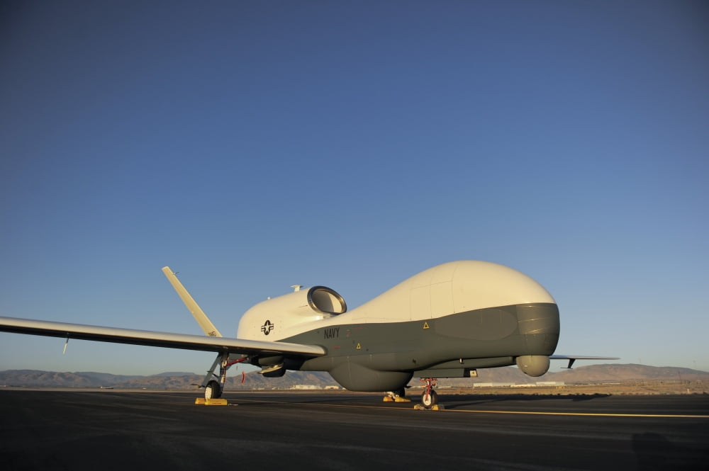 An RQ-4 Global Hawk unmanned aerial vehicle sits on the flight line Canvas Art - Stocktrek Images (35 x 23)