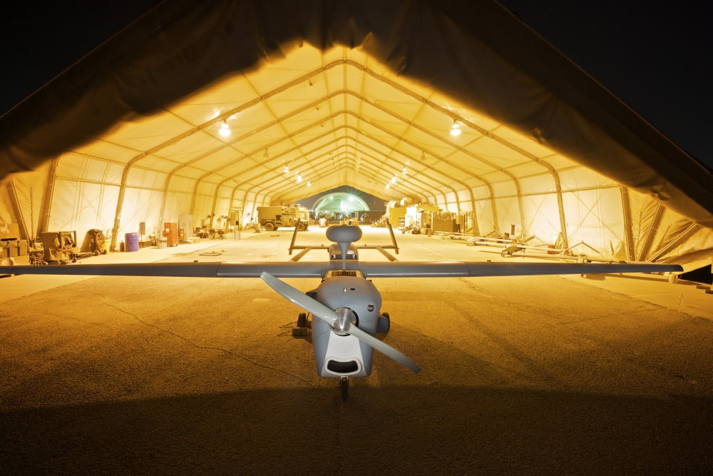 An RQ-5 Hunter unmanned aerial vehicle at Camp Speicher Iraq Canvas Art - Terry MooreStocktrek Images (18 x 12)