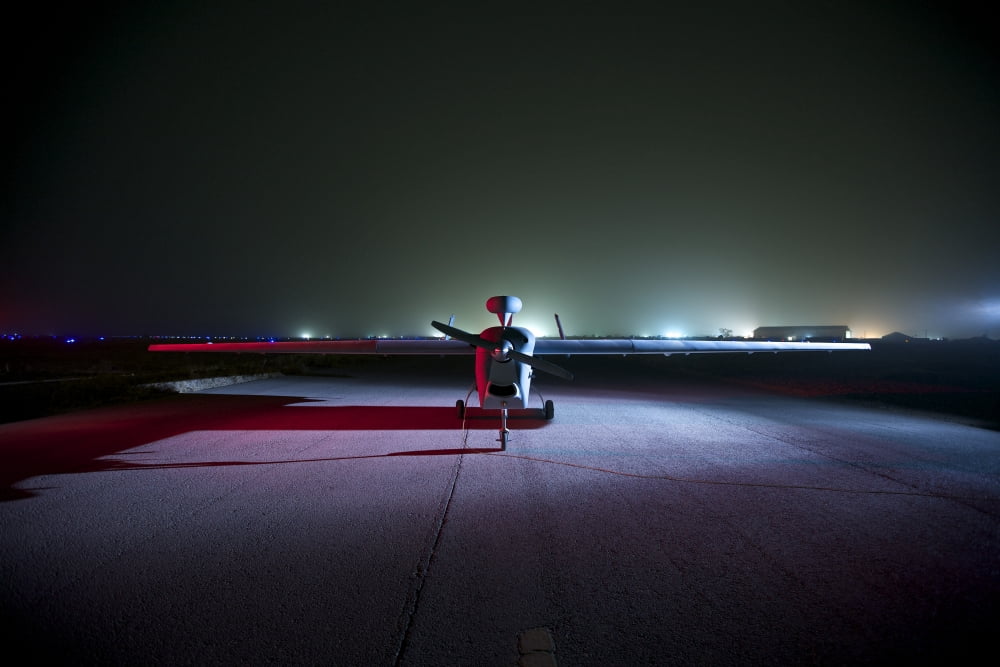 An RQ-5 Hunter unmanned aerial vehicle at Camp Speicher Iraq Canvas Art - Terry MooreStocktrek Images (18 x 12)