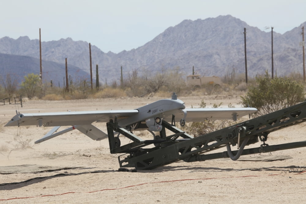 An RQ-7 Shadow unmanned aerial vehicle ready to launch Canvas Art - Stocktrek Images (35 x 23)