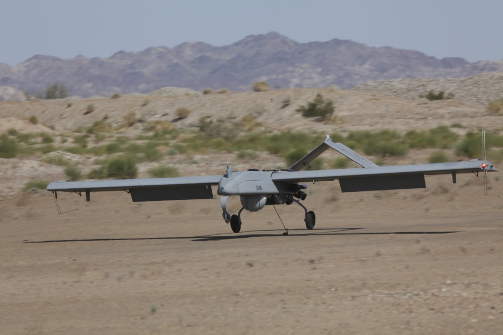 An RQ-7B Shadow unmanned aerial vehicle prepares to land Canvas Art - Stocktrek Images (35 x 23)