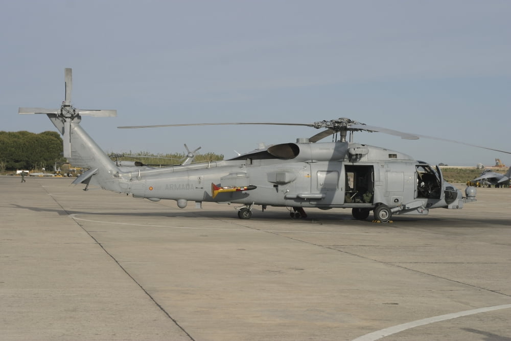 An SH-60B Seahawk of the Spanish Navy at Naval Station Rota Spain Canvas Art - Timm ZiegenthalerStocktrek Images (35 x 23)