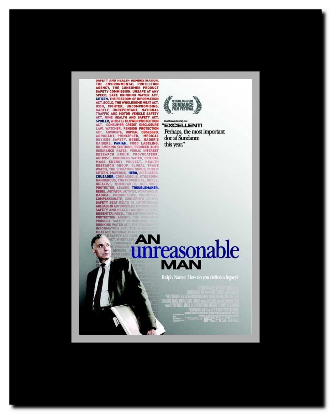 An Unreasonable Man Framed Movie Poster