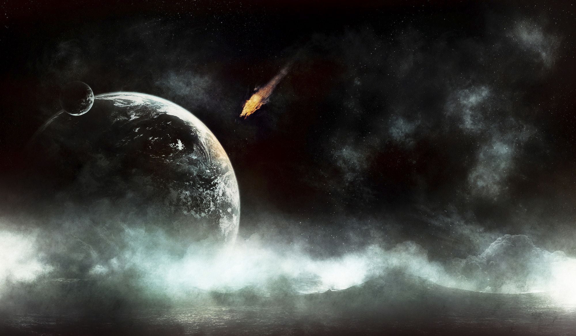 An abandoned planet about to get hit by a gigantic asteroid Canvas Art - Tomasz DabrowskiStocktrek Images (37 x 22)