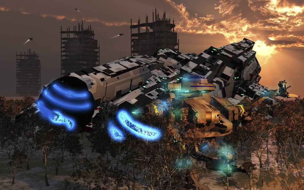 An advanced futuristic construction & repair site Canvas Art - Mark StevensonStocktrek Images (36 x 23)