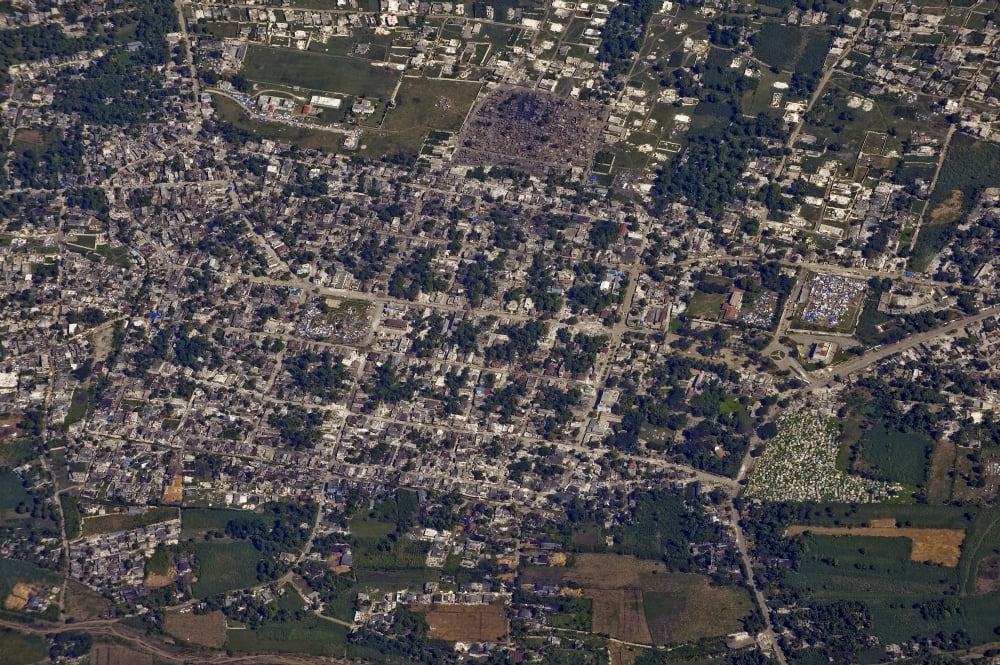 An aerial view of Port-au-Prince Haiti Canvas Art - Stocktrek Images (34 x 23)