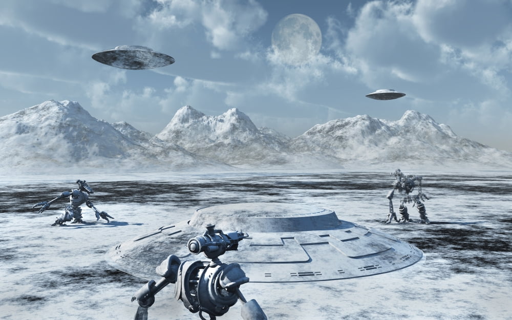 An alien base located in the Antarctic Canvas Art - Mark StevensonStocktrek Images (36 x 23)