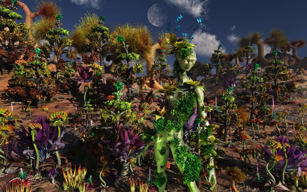 An alien being blending into the colorful environment Canvas Art - Mark StevensonStocktrek Images (18 x 12)