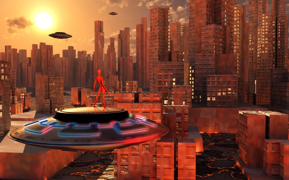 An alien race migrating from their homeworld Canvas Art - Mark StevensonStocktrek Images (18 x 12)