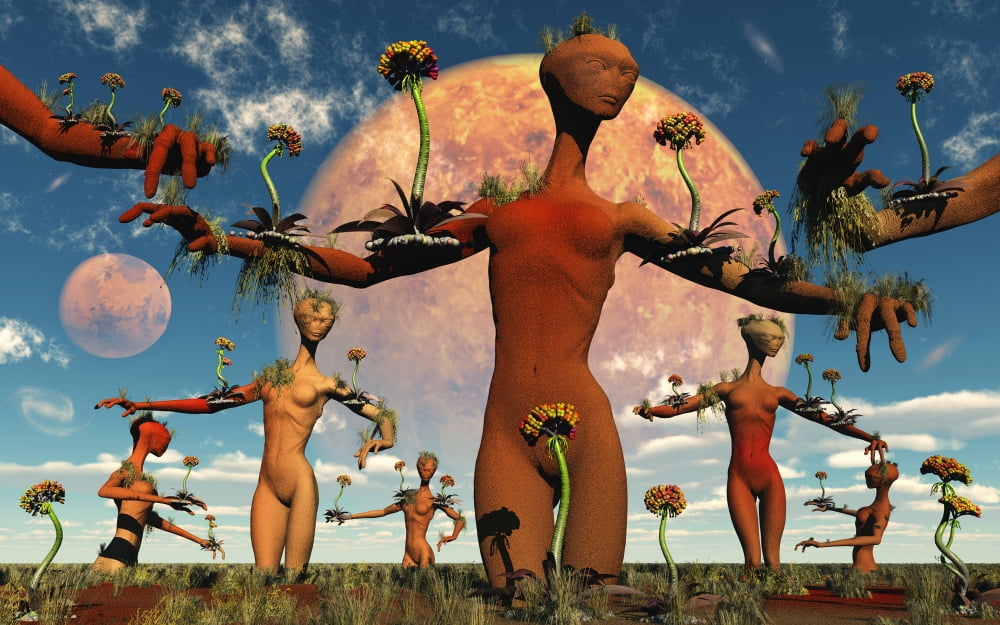 An alien society at one with itself and their worlds nature Canvas Art - Mark StevensonStocktrek Images (36 x 23)