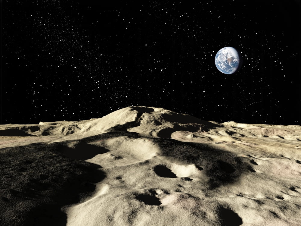 An ancient lava flow on Earths moon Canvas Art - Ron MillerStocktrek Images (33 x 25)