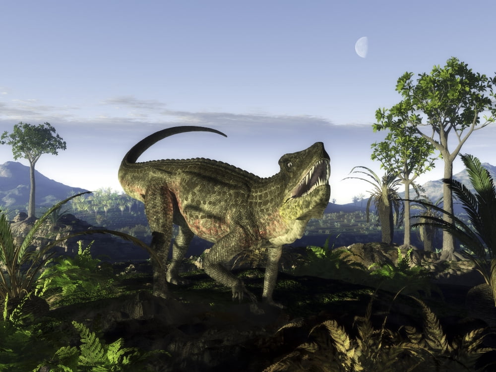 An archosaur of the genus Postosuchus wanders in a prehistoric landscape Canvas Art - Walter MyersStocktrek Images (17 x 13)