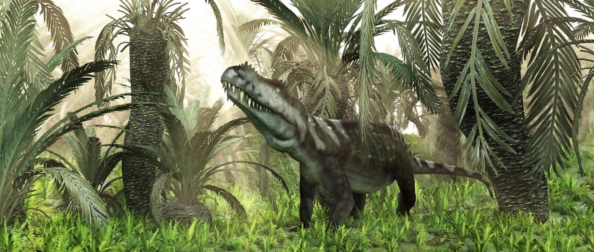 An archosaur wanders amidst cycads and ferns in a prehistoric swamp Canvas Art - Walter MyersStocktrek Images (22 x 10)