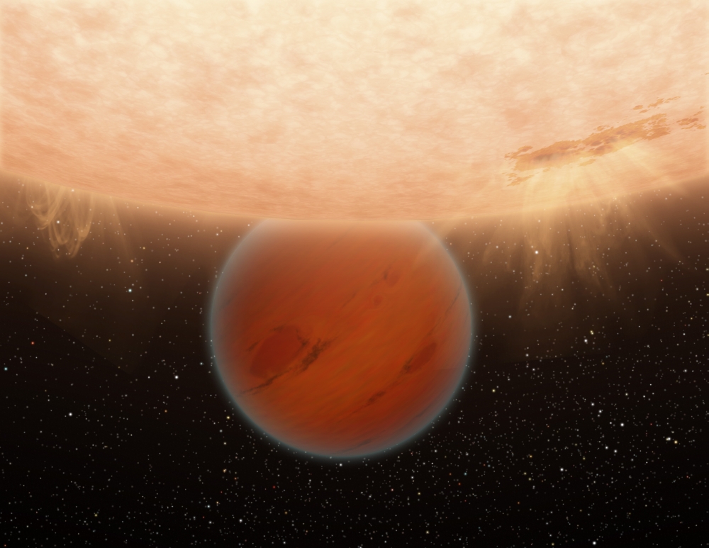 An artistis concept of an unusual methane-free world partially eclipsed by its star Canvas Art - Stocktrek Images (32 x 25)