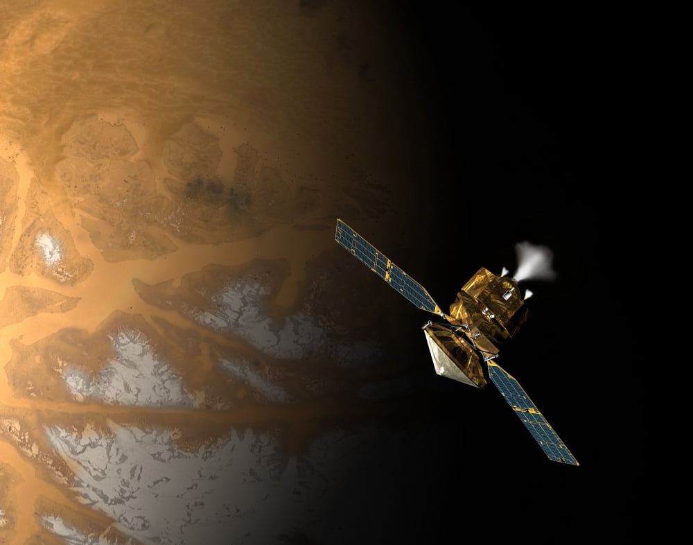 An artists concept of NASAs Mars Reconnaissance Orbiter Canvas Art - Stocktrek Images (32 x 26)