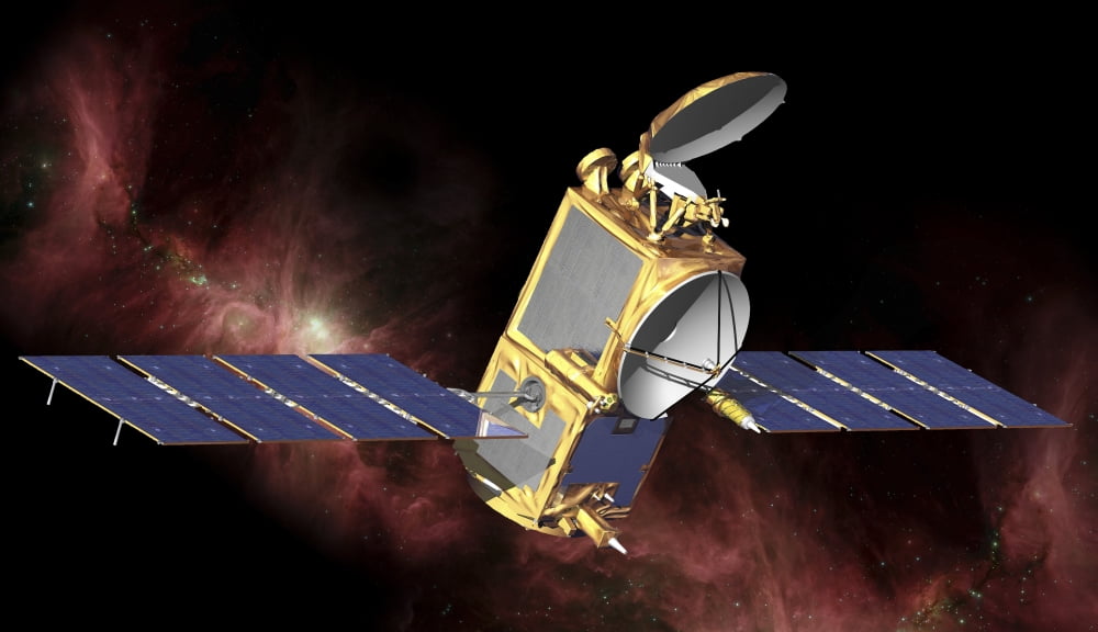 An artists concept of the Ocean Surface Topography MissionJason-2 spacecraft in space Canvas Art - Stocktrek Images (36 x 21)