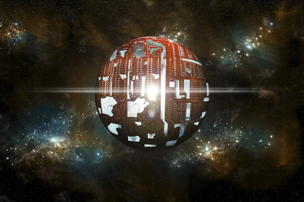 An artists depiction of a theoretical Dyson sphere Canvas Art - Marc WardStocktrek Images (35 x 24)