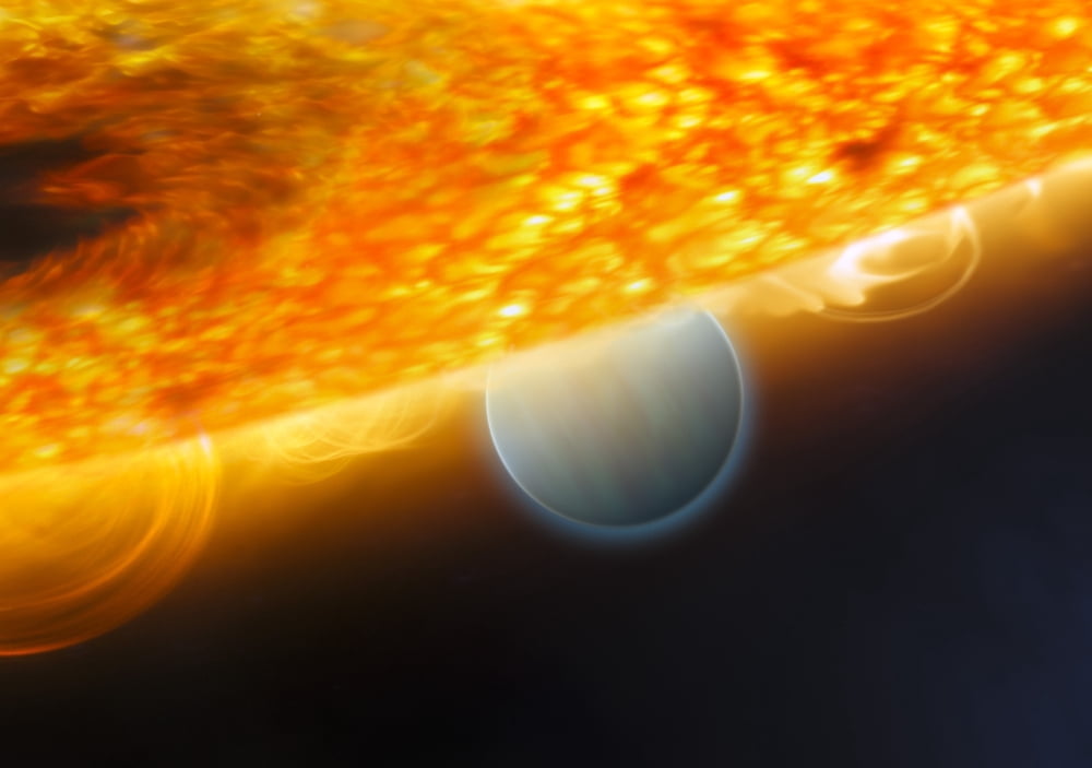 An artists impression of a Jupiter-size extrasolar planet being eclipsed by its parent star Canvas Art - Stocktrek Images (34 x 24)