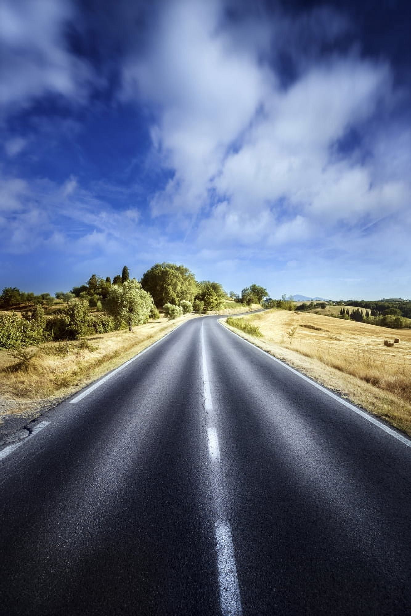An asphalt road against tranquil clouds Florence Italy Canvas Art - Evgeny KuklevStocktrek Images (12 x 18)