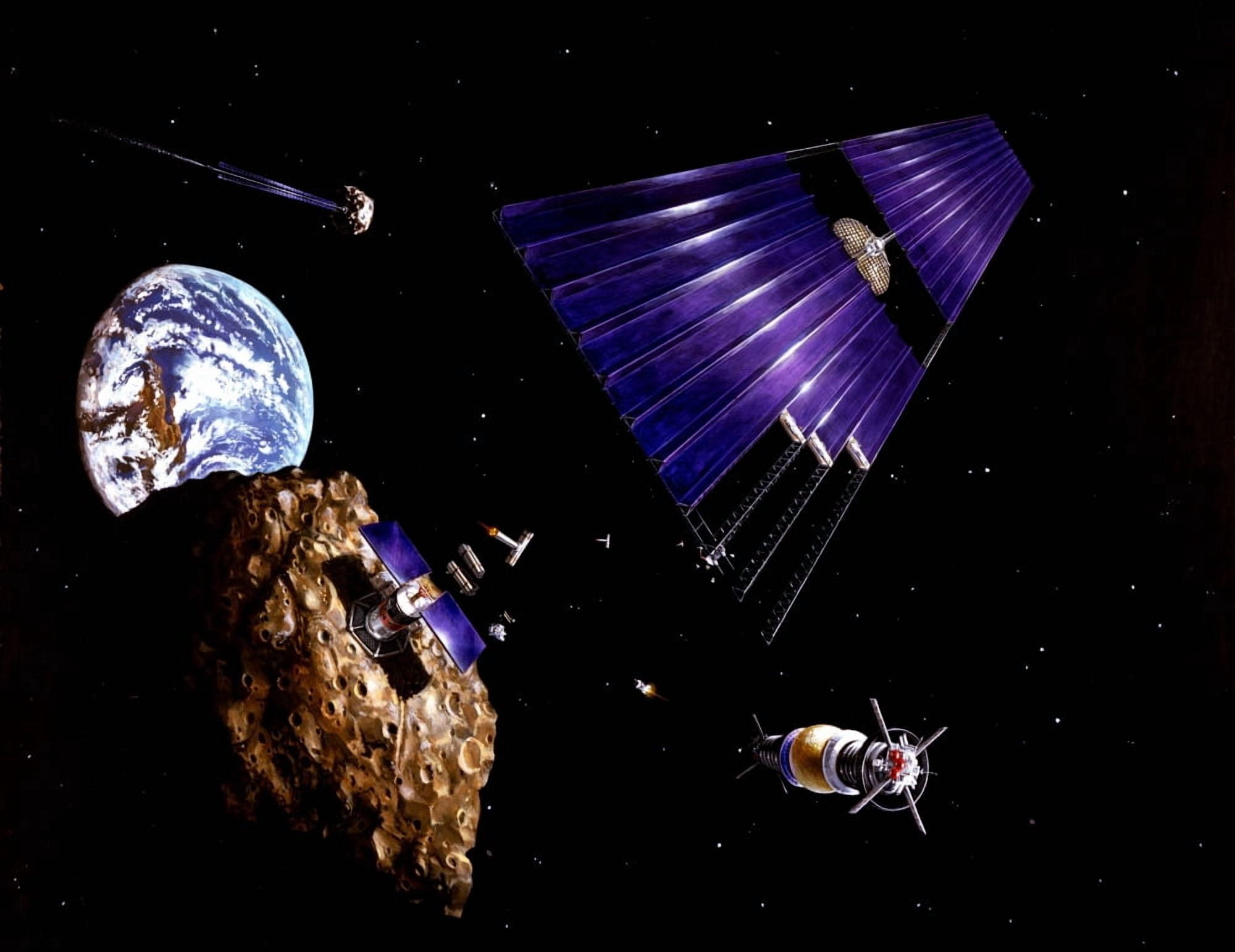An asteroid mining mission to an Earth-approaching asteroid Canvas Art - Stocktrek Images (32 x 24)