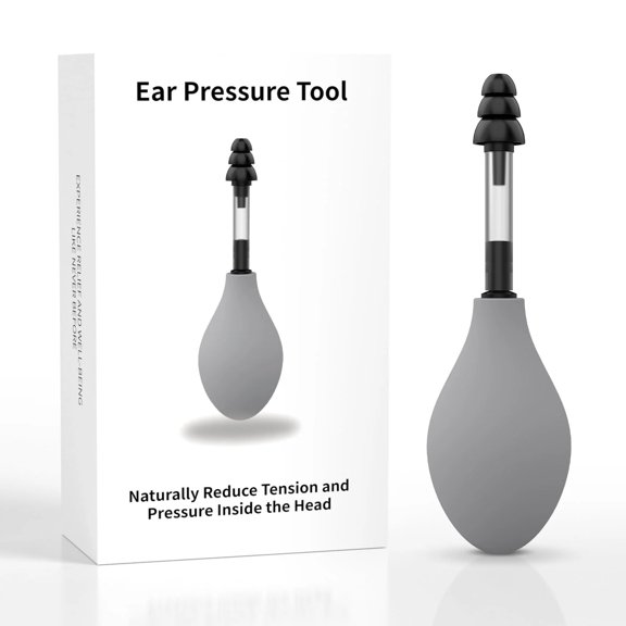 An ear pressure reduction device for relieving head pressure and treating headaches