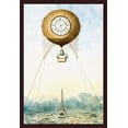 thumbnail image 1 of An early French balloon rises high above the Eiffel tower.  A large clock face adorns the outside. Poster Print by camille gravis (18 x 24), 1 of 1
