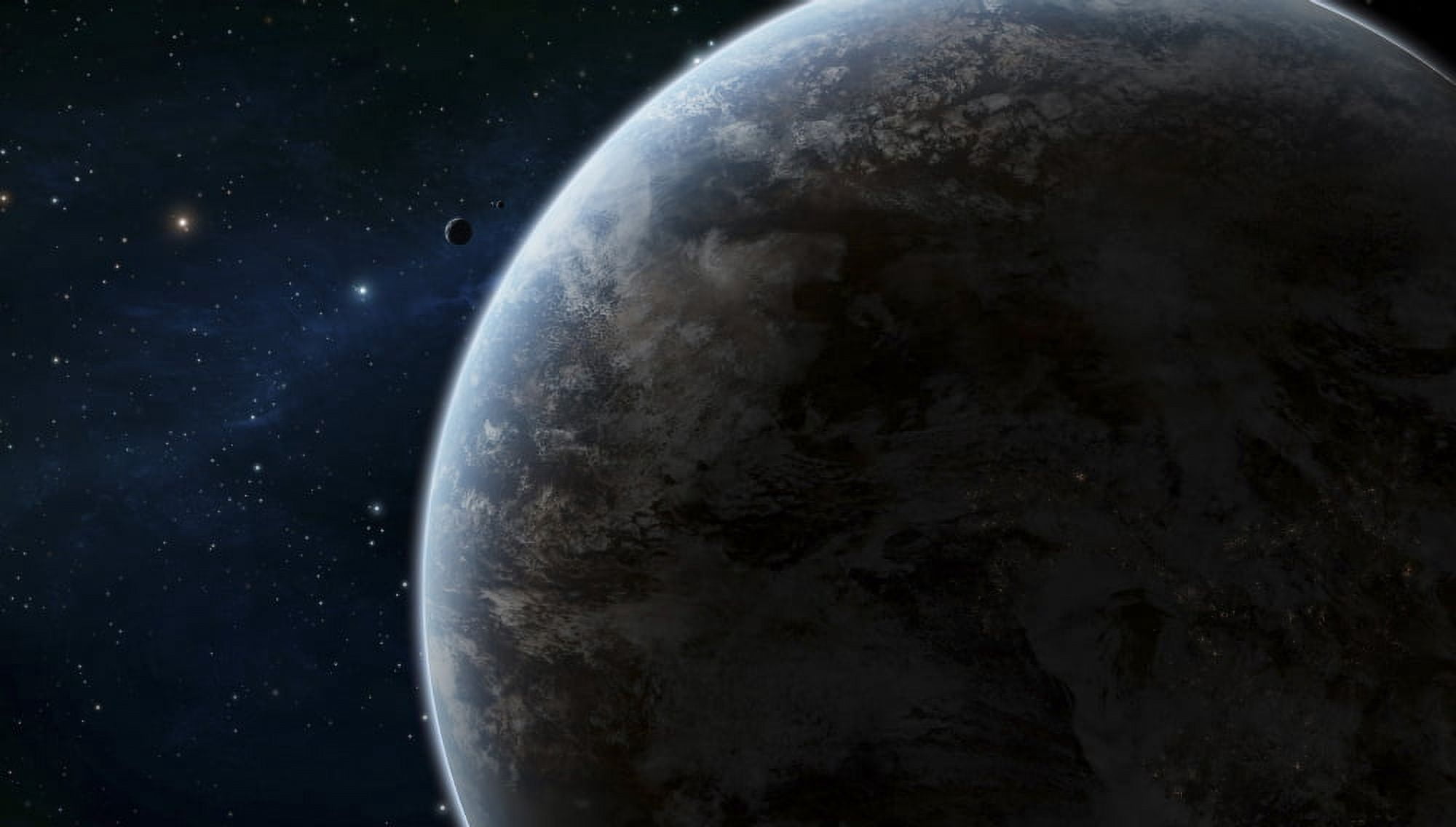 An earth-like planet in the middle of a calm area of space Canvas Art - Justin KellyStocktrek Images (37 x 21)