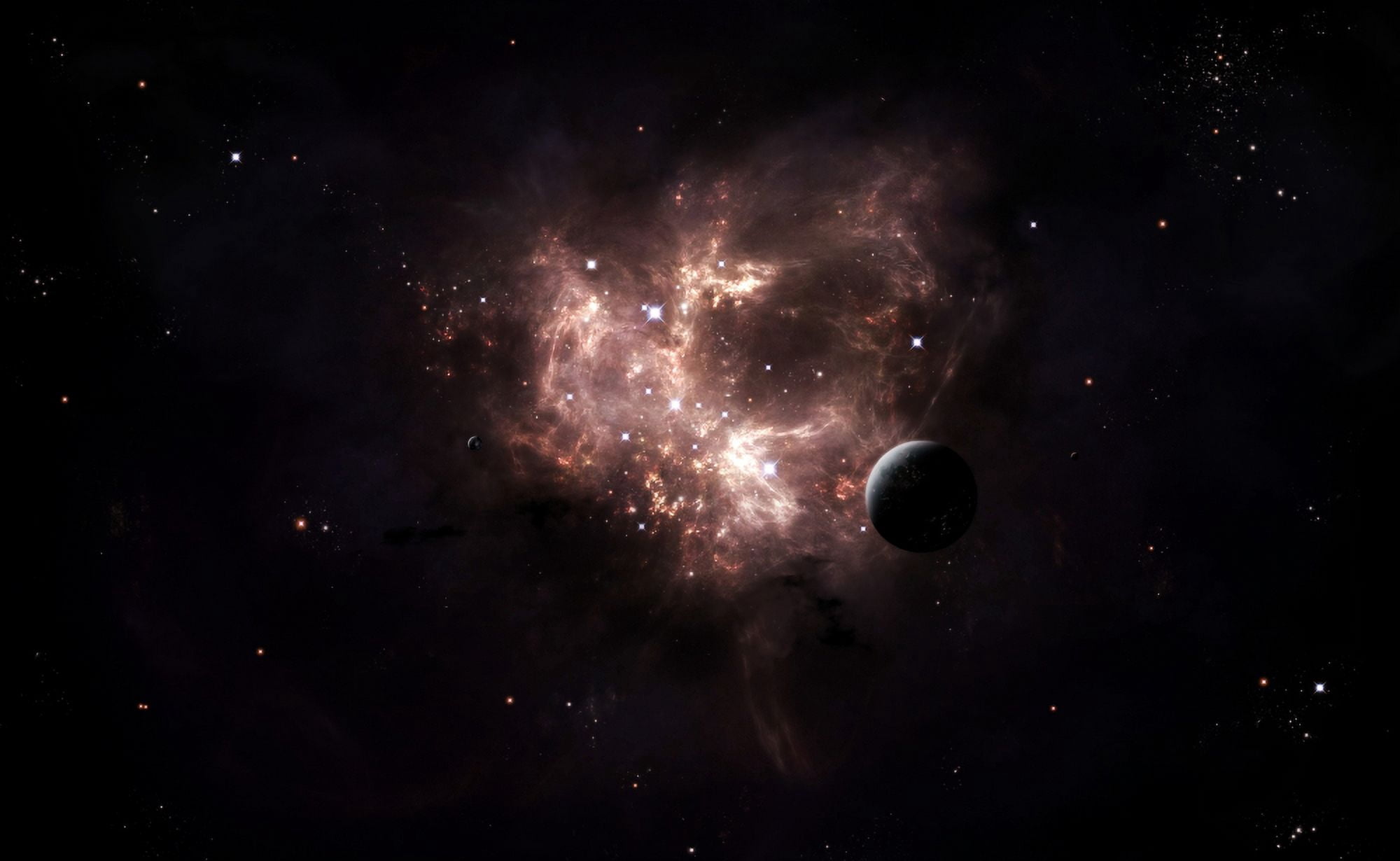 An emission nebula is viewed from nearby an inhabited system Canvas Art - Brian ChristensenStocktrek Images (36 x 22)