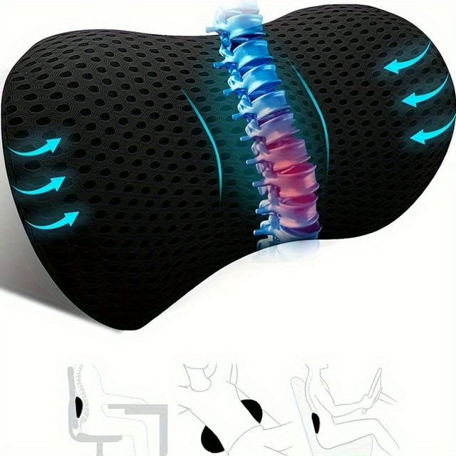An ergonomic lumbar support pillow low back pain relief memory foam