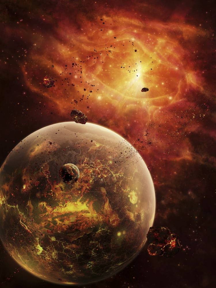 An eye-shaped nebula and ring of glowing debris around a planetary system Canvas Art - Brian ChristensenStocktrek Images (12 x 16)