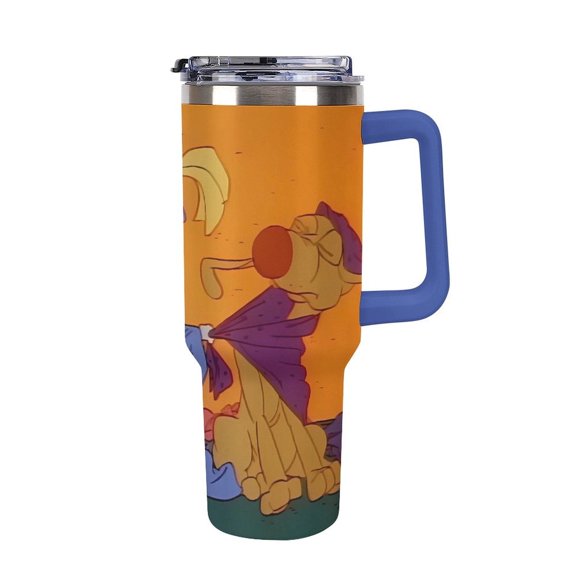 An-gelica Pick-les 40 Oz Car Cup Stainless Steel Tumbler with Handle, Lid, And Straw, Reusable Large Capacity Car Cup