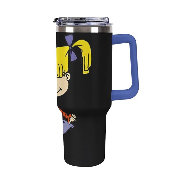 An-gelica Pick-les 40 Oz Car Cup Stainless Steel Tumbler with Handle, Lid, And Straw, Reusable Large Capacity Car Cup