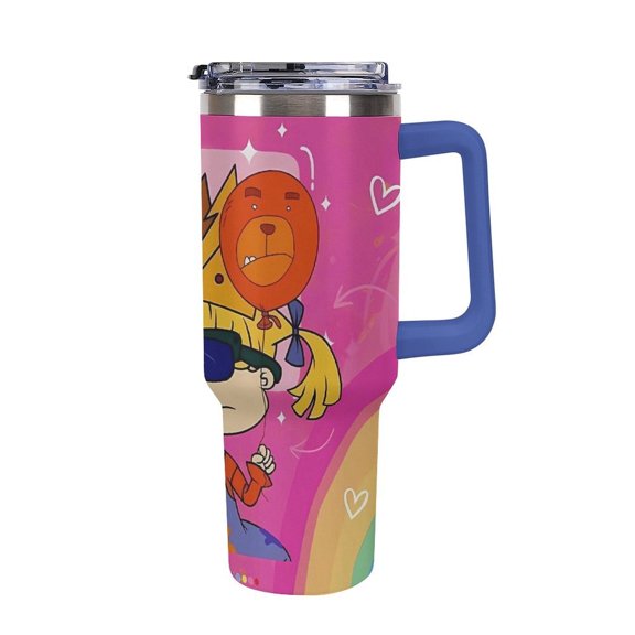 An-gelica Pick-les 40 Oz Car Cup Stainless Steel Tumbler with Handle, Lid, And Straw, Reusable Large Capacity Car Cup