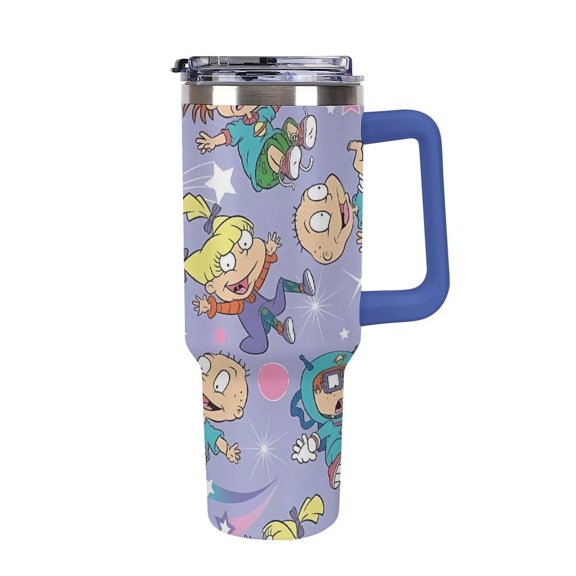 An-gelica Pick-les 40 Oz Car Cup Stainless Steel Tumbler with Handle, Lid, And Straw, Reusable Large Capacity Car Cup